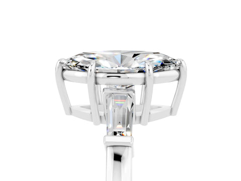 White gold Marquise Cut Cut Diamond Ring with Tapered Baguette Side Stones in Four-Prong Setting_5