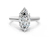 White gold Marquise Cut Cut Diamond Solitaire Engagement Ring with Tapered Plain Band and Four-Prong Setting_215