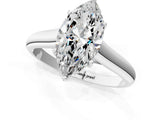 White gold Marquise Cut Cut Diamond Solitaire Engagement Ring with Tapered Plain Band and Four-Prong Setting_216