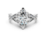White gold Marquise Cut Cut Diamond Twisted Band with Milgrain Pave Setting and Four-Prong Setting_18