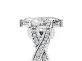 White gold Marquise Cut Cut Diamond Twisted Band with Milgrain Pave Setting and Four-Prong Setting_23