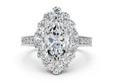 White gold Marquise Cut Cut Halo Diamond Pavé Engagement Ring with Milgrain Detailing_147