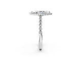 White gold Marquise Cut Cut Halo Pavé Solitaire Ring with Milgrain Band_9
