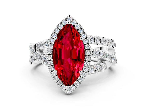 Platinum Marquise Cut Cut Halo Split Shank Prong Setting Ring