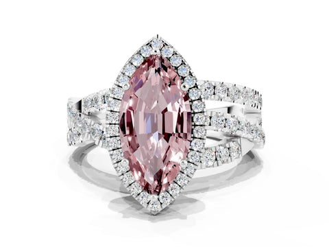 White gold Marquise Cut Cut Halo Split Shank Prong Setting Ring_12