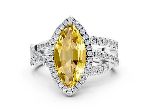White gold Marquise Cut Cut Halo Split Shank Prong Setting Ring_12