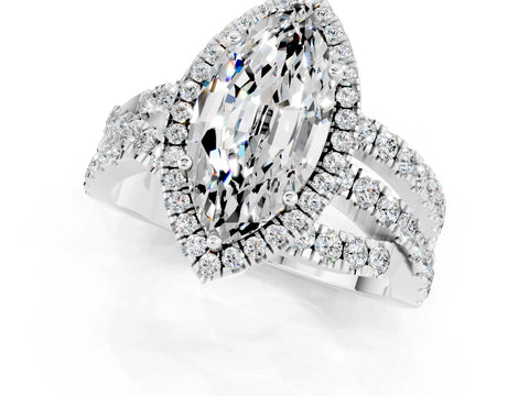 White gold Marquise Cut Cut Halo Split Shank Prong Setting Ring_13