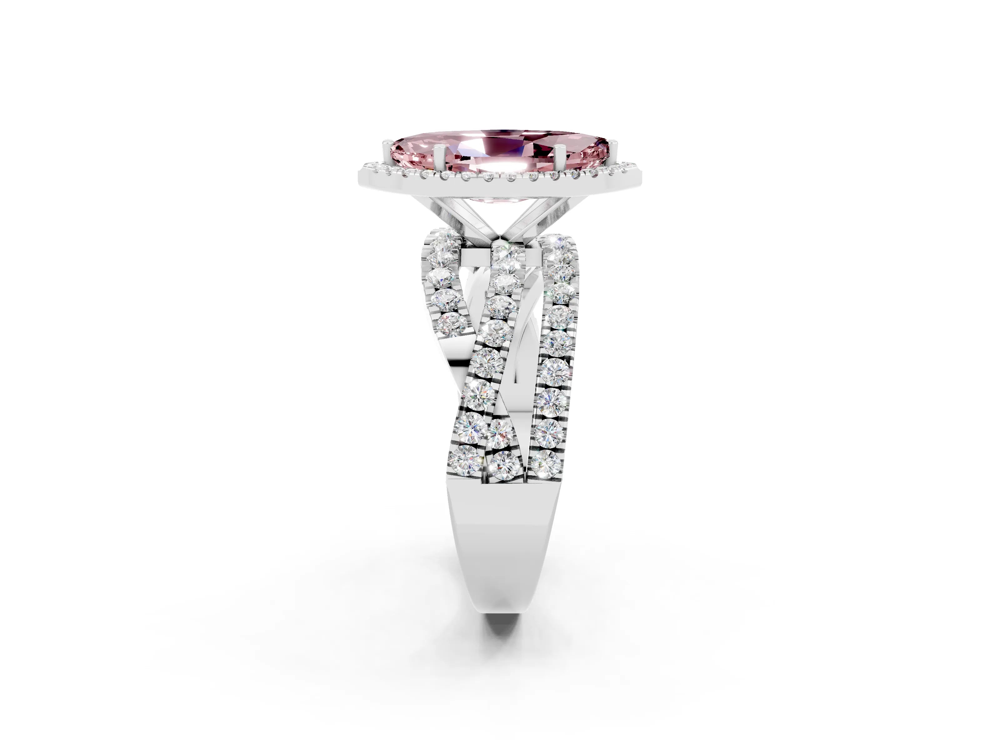 White gold Marquise Cut Cut Halo Split Shank Prong Setting Ring_14