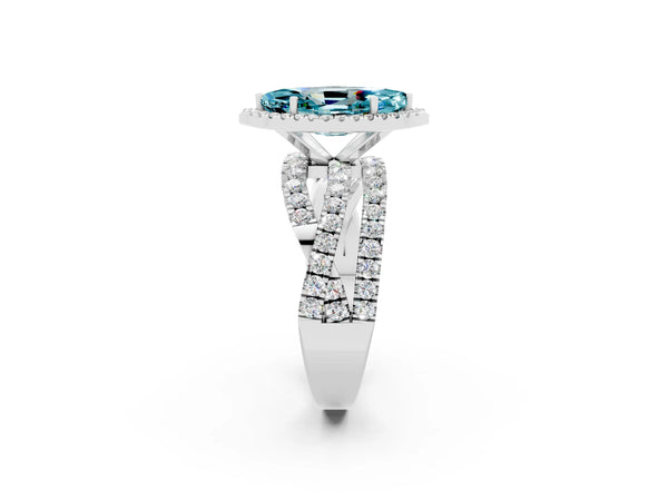 Platinum Marquise Cut Cut Halo Split Shank Prong Setting Ring