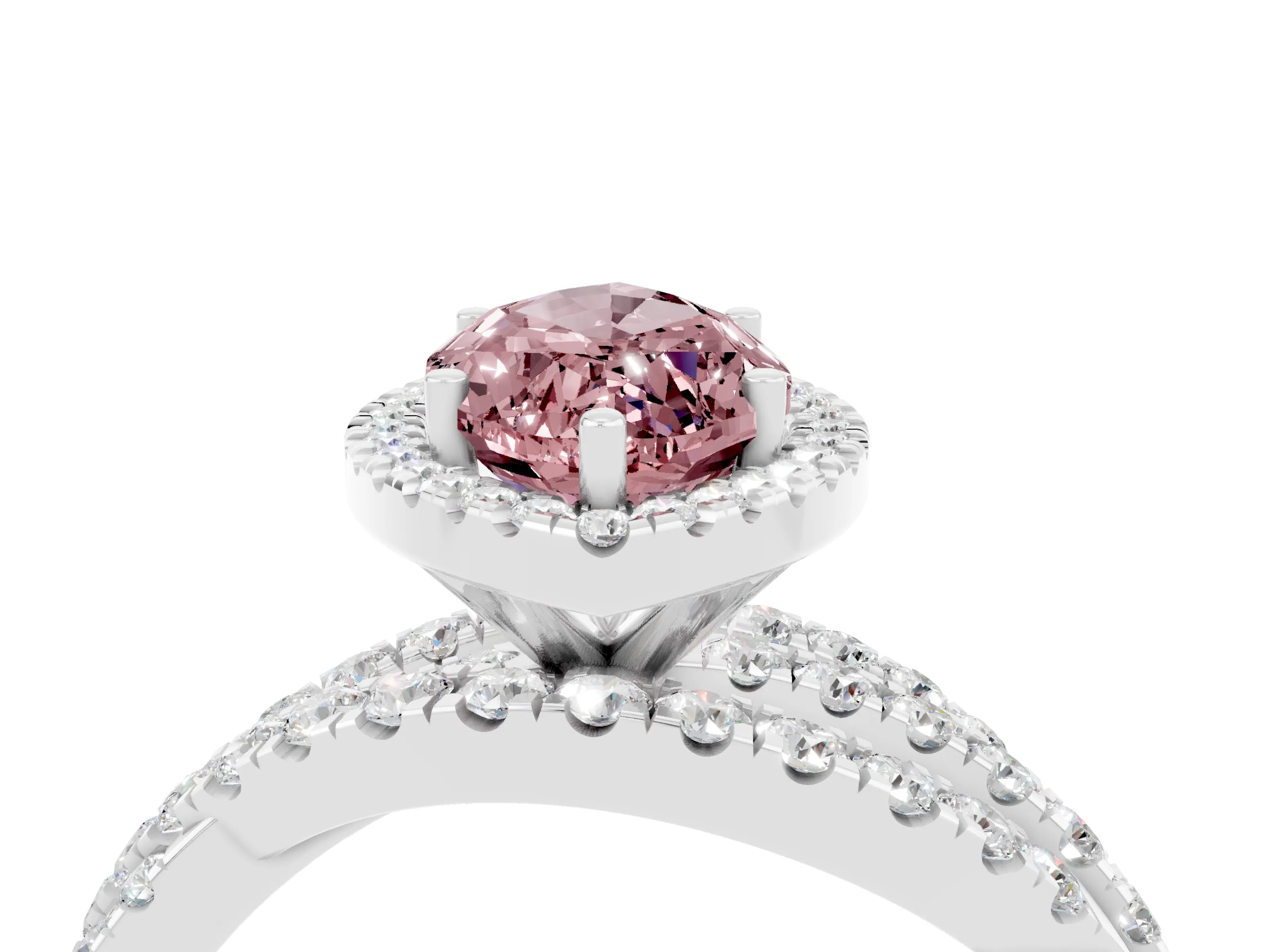 White gold Marquise Cut Cut Halo Split Shank Prong Setting Ring_16