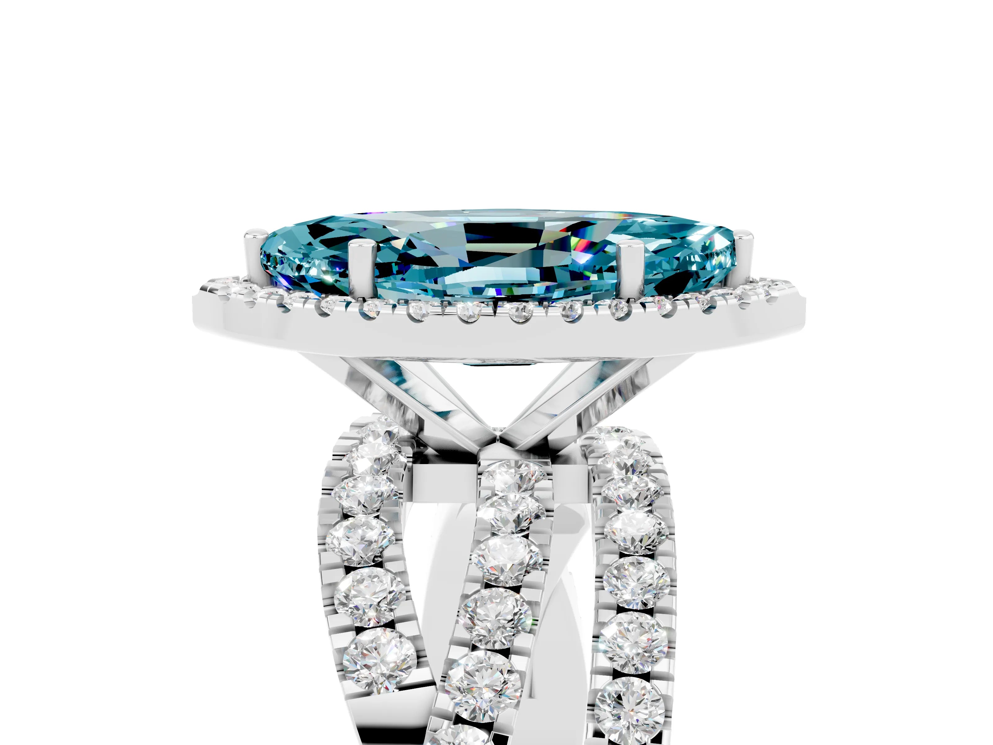 White gold Marquise Cut Cut Halo Split Shank Prong Setting Ring_17