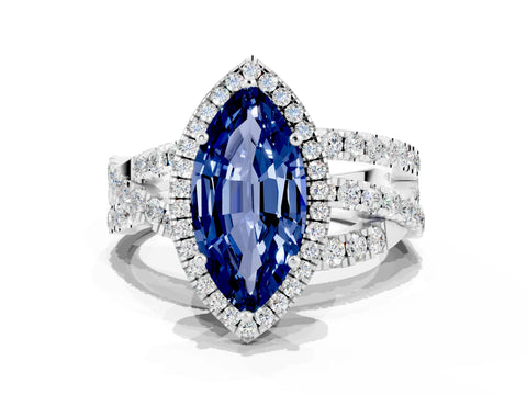 White gold Marquise Cut Cut Halo Split Shank Prong Setting Ring_18