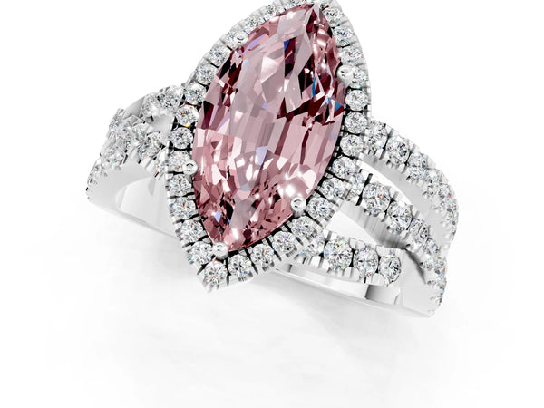 Platinum Marquise Cut Cut Halo Split Shank Prong Setting Ring