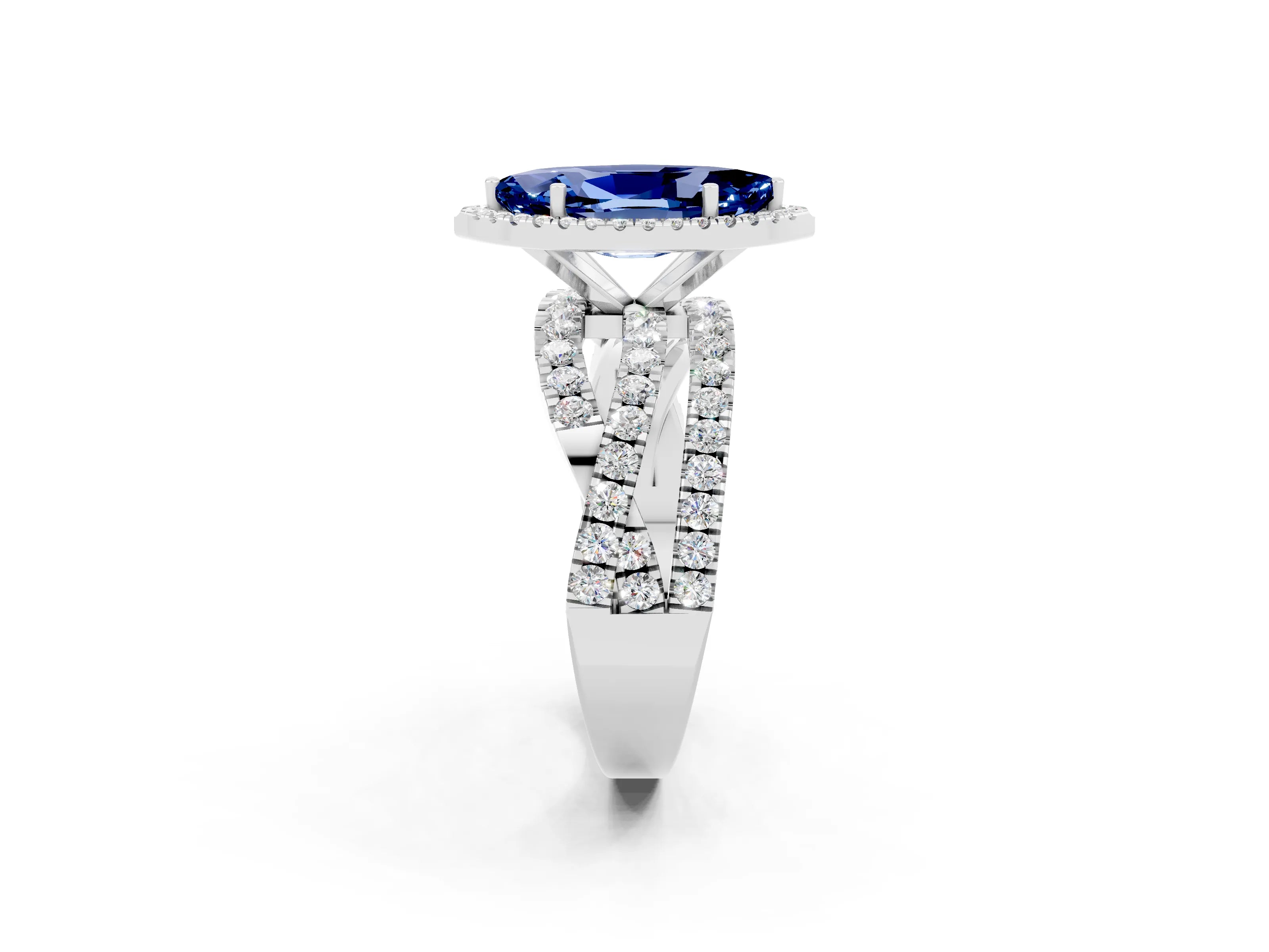 White gold Marquise Cut Cut Halo Split Shank Prong Setting Ring_21