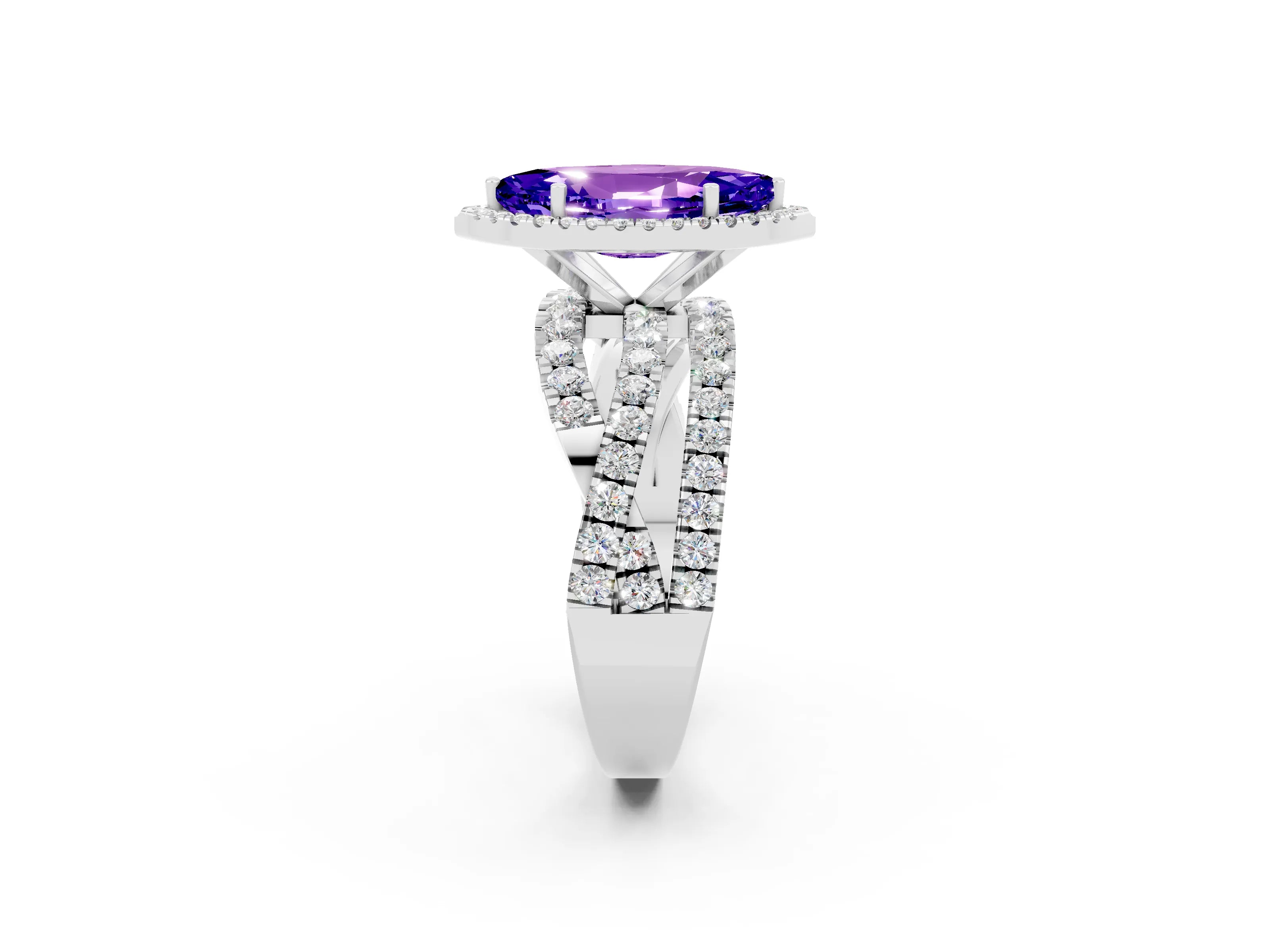 White gold Marquise Cut Cut Halo Split Shank Prong Setting Ring_22