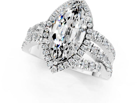 White gold Marquise Cut Cut Halo Split Shank Prong Setting Ring_25