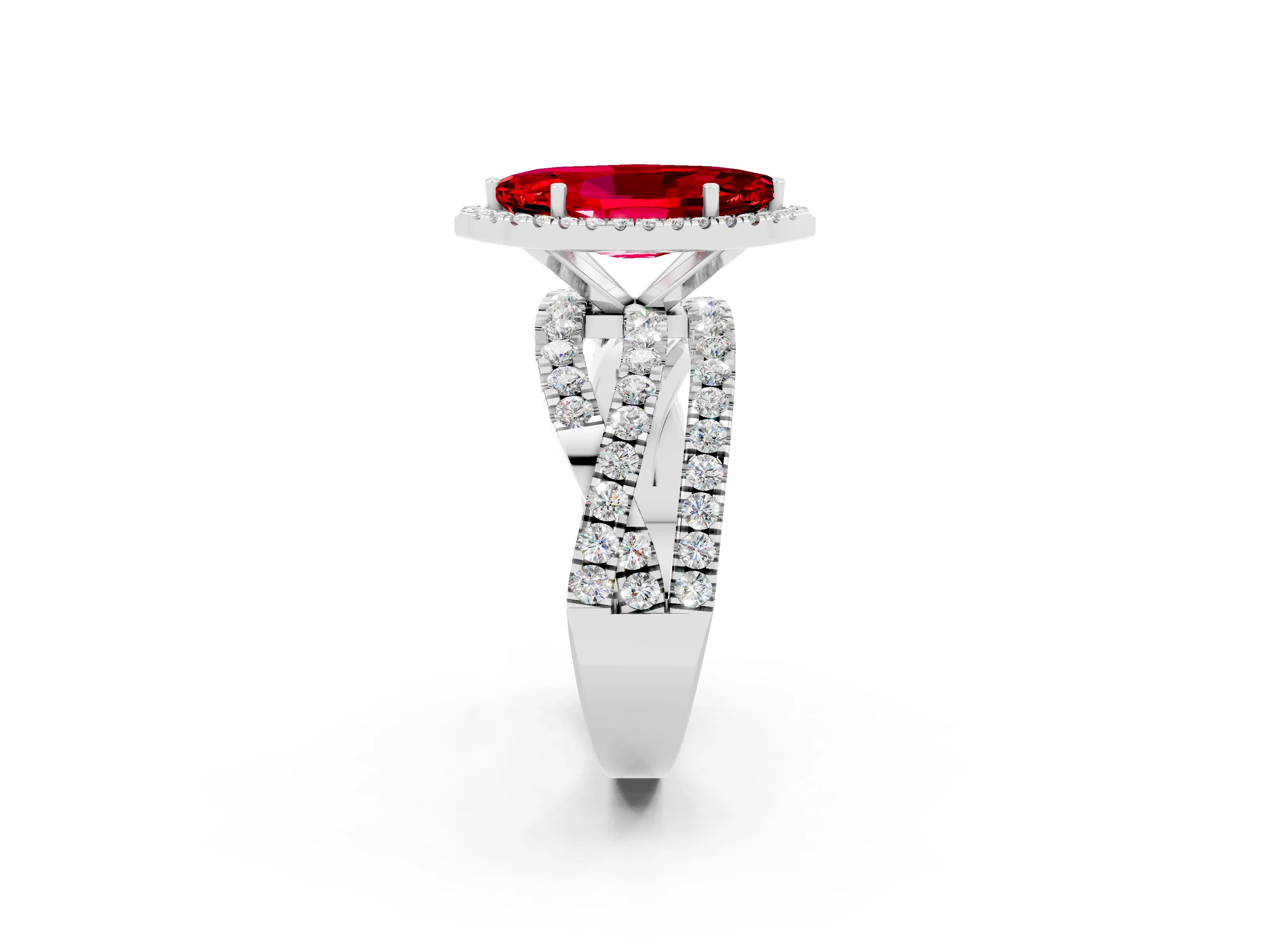 White gold Marquise Cut Cut Halo Split Shank Prong Setting Ring_26