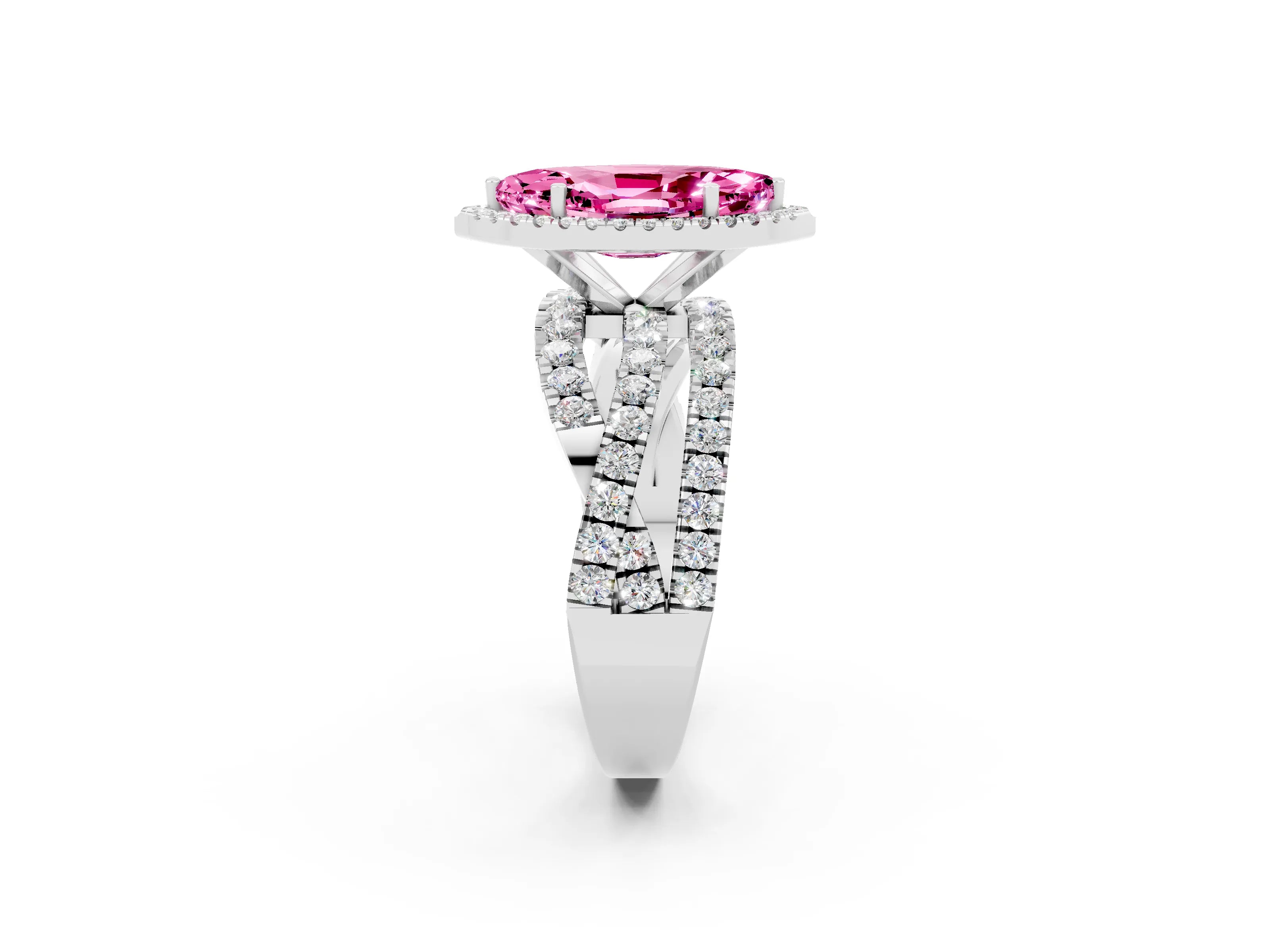 White gold Marquise Cut Cut Halo Split Shank Prong Setting Ring_26