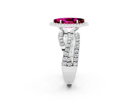 White gold Marquise Cut Cut Halo Split Shank Prong Setting Ring_26