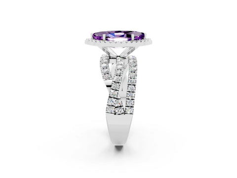 White gold Marquise Cut Cut Halo Split Shank Prong Setting Ring_26