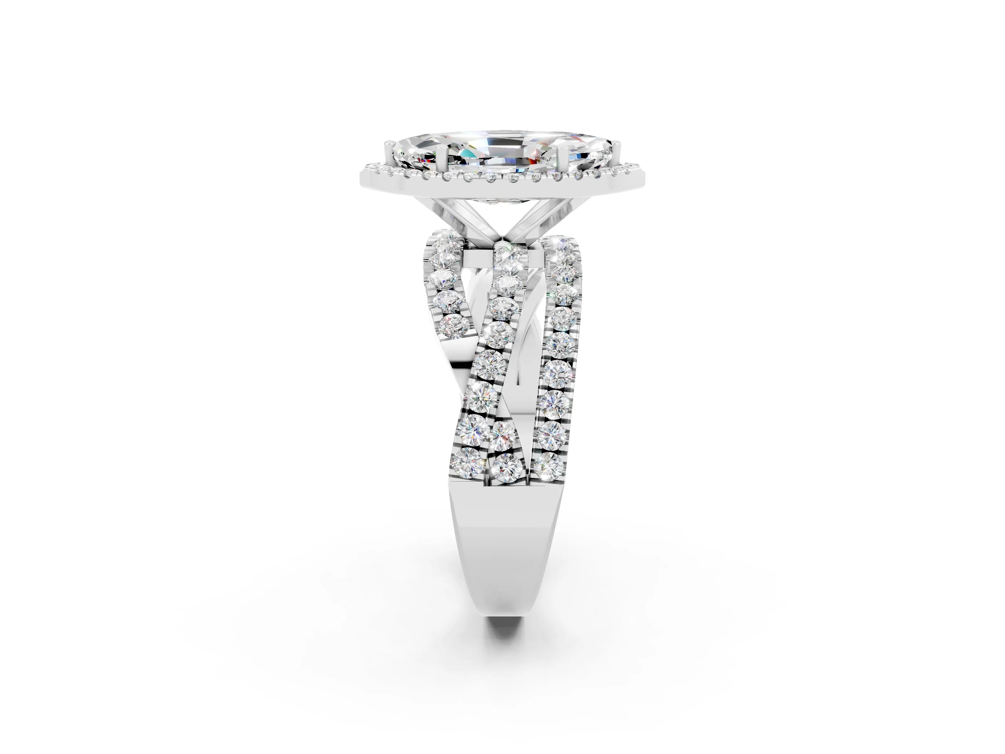 White gold Marquise Cut Cut Halo Split Shank Prong Setting Ring_26