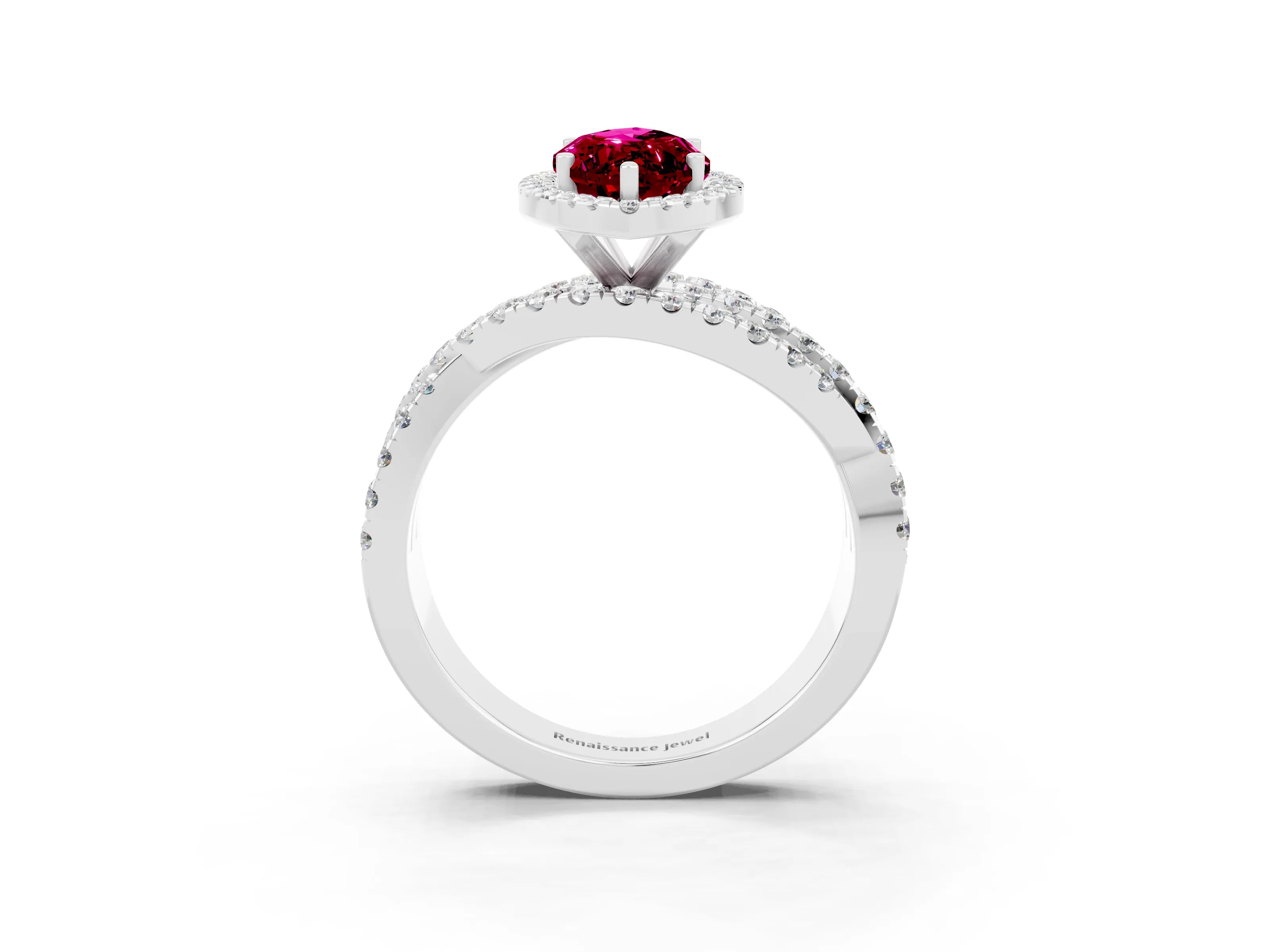 White gold Marquise Cut Cut Halo Split Shank Prong Setting Ring_27