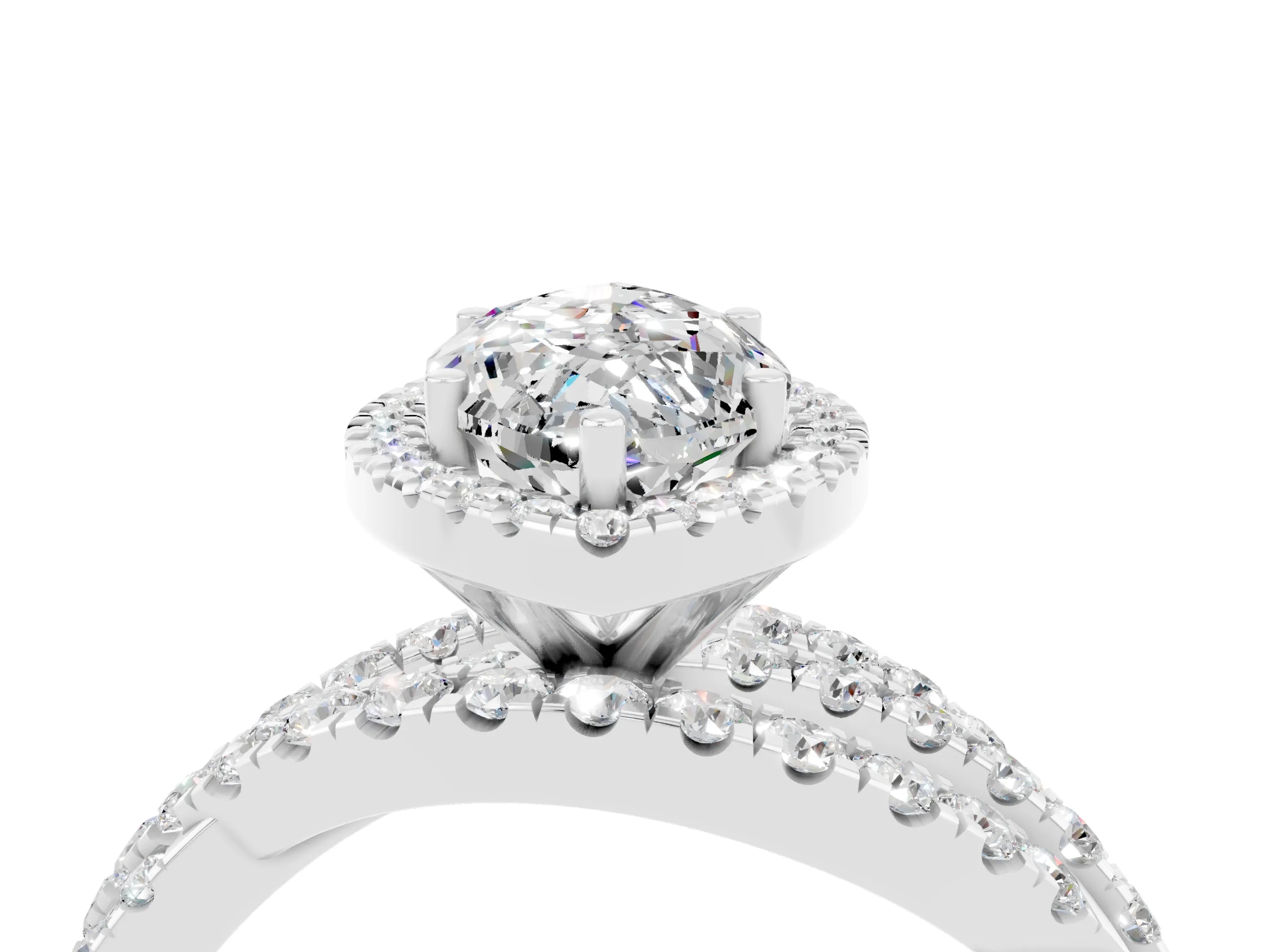 White gold Marquise Cut Cut Halo Split Shank Prong Setting Ring_28