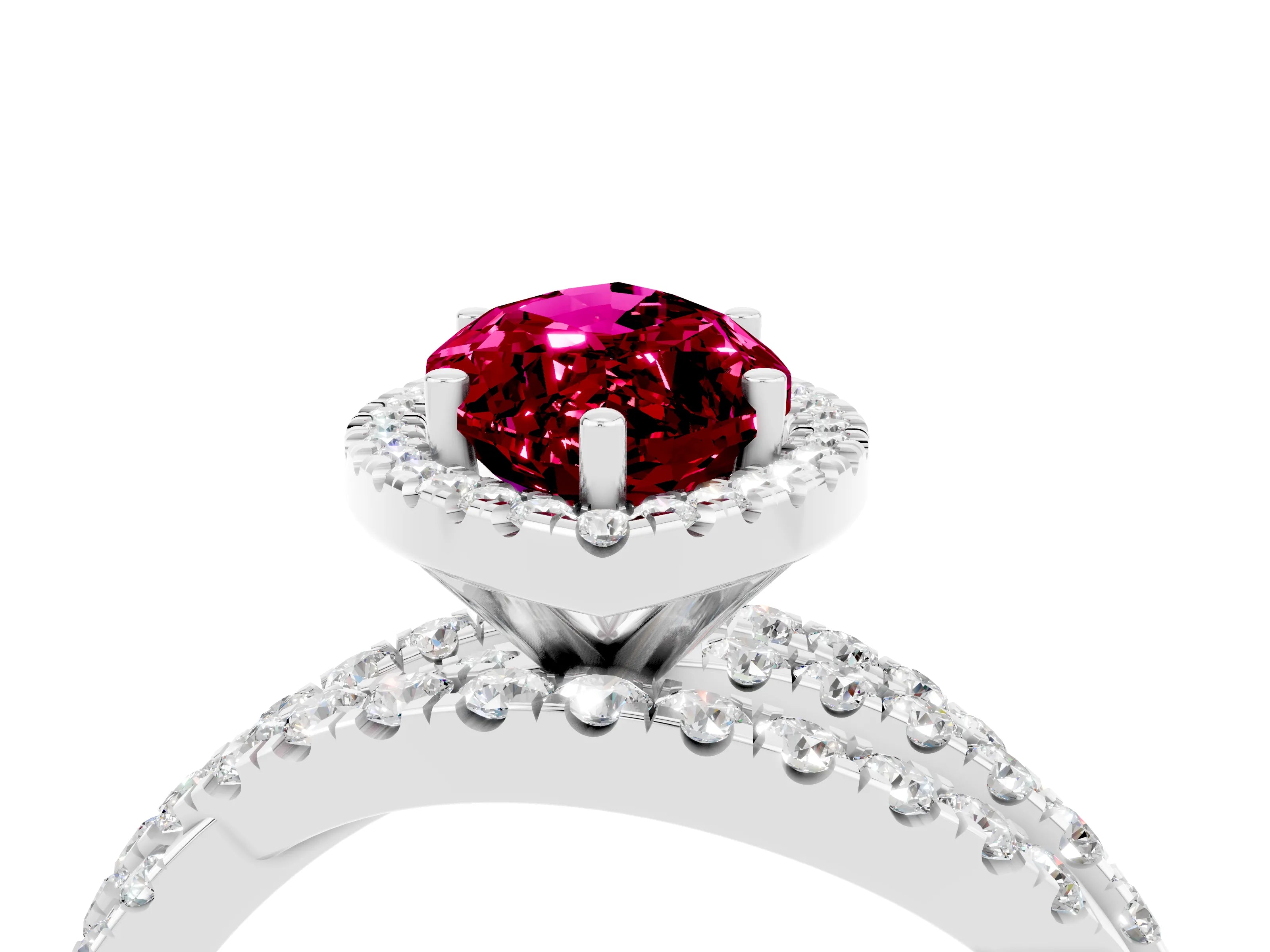 White gold Marquise Cut Cut Halo Split Shank Prong Setting Ring_28