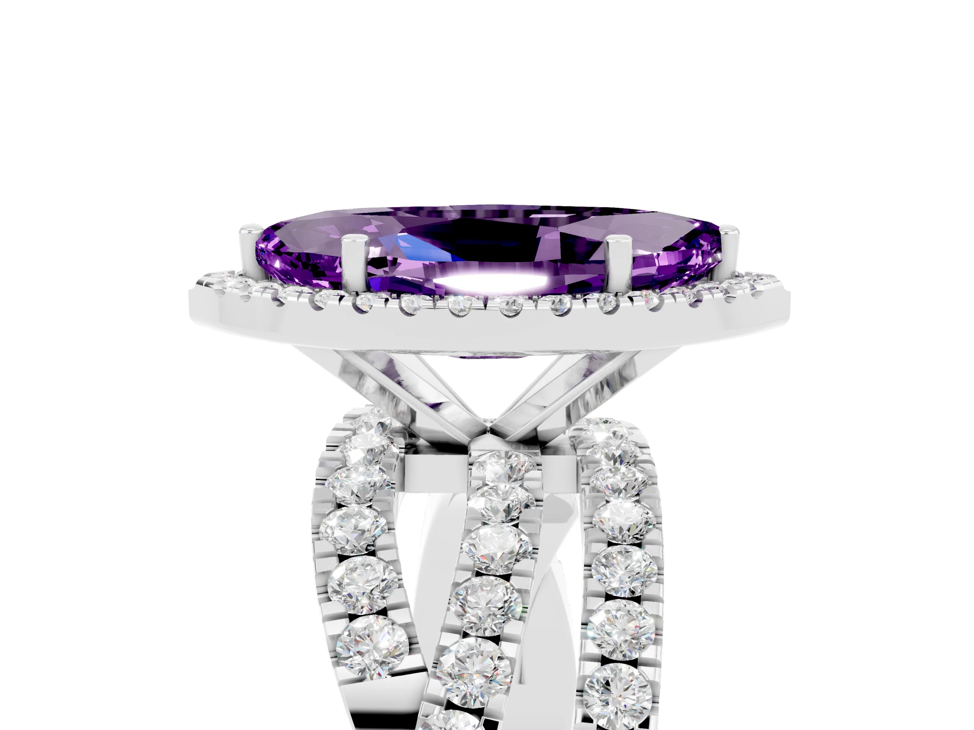 White gold Marquise Cut Cut Halo Split Shank Prong Setting Ring_29