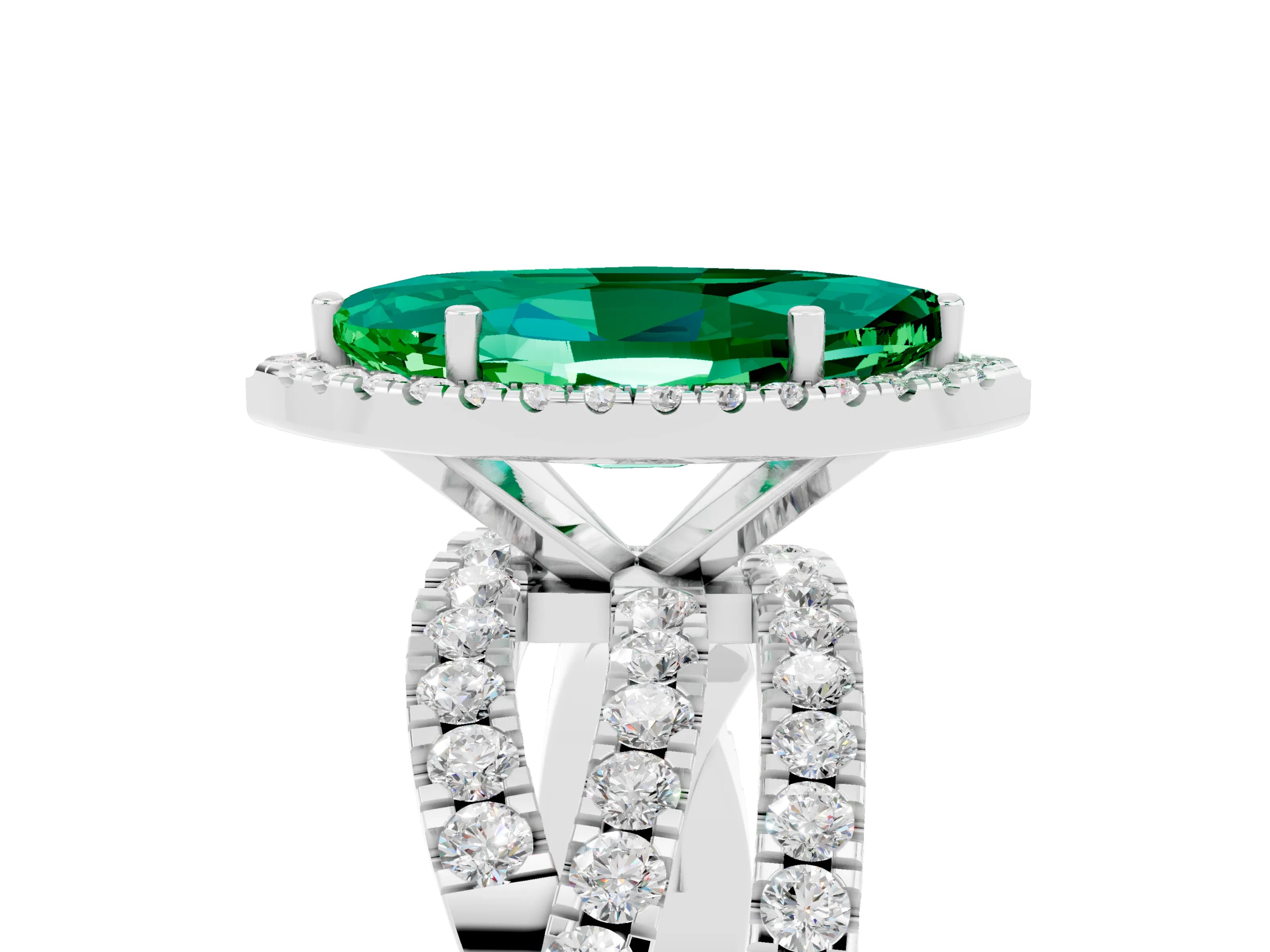 White gold Marquise Cut Cut Halo Split Shank Prong Setting Ring_29