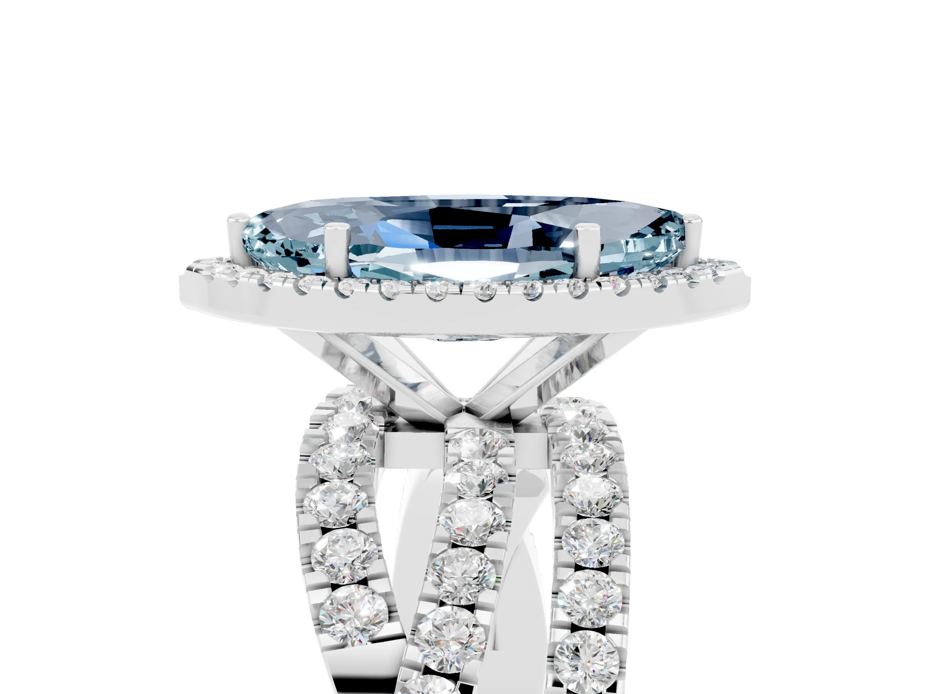 White gold Marquise Cut Cut Halo Split Shank Prong Setting Ring_29