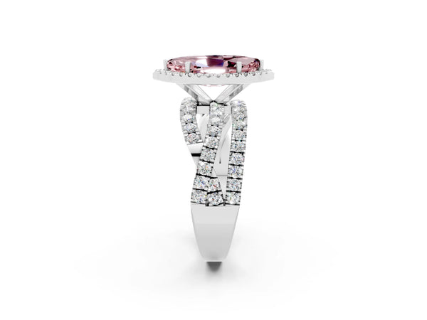 Silver Marquise Cut Cut Halo Split Shank Prong Setting Ring
