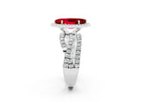 White gold Marquise Cut Cut Halo Split Shank Prong Setting Ring_2