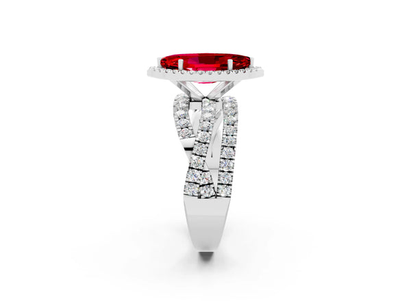 White gold Marquise Cut Cut Halo Split Shank Prong Setting Ring