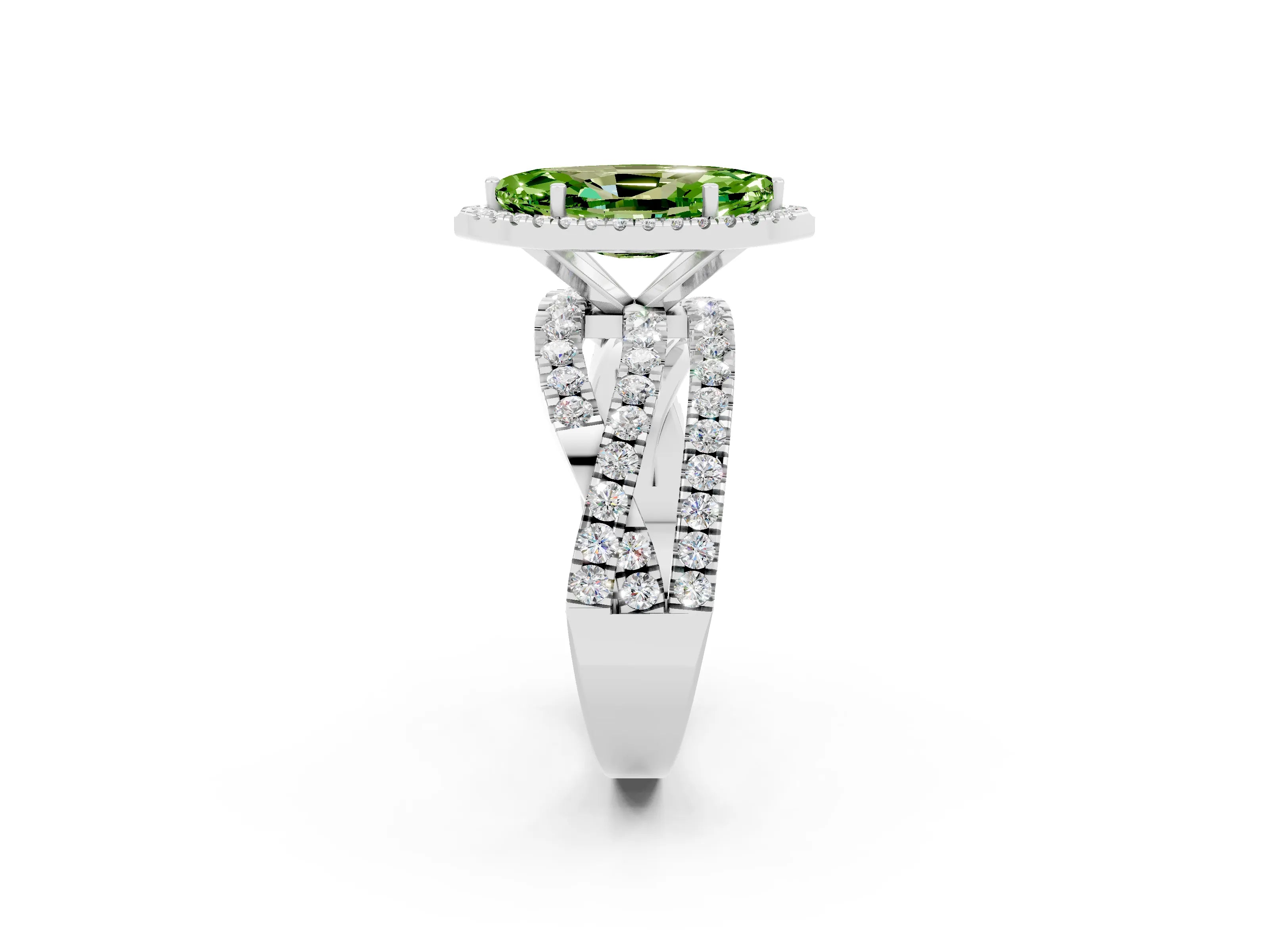 White gold Marquise Cut Cut Halo Split Shank Prong Setting Ring_32