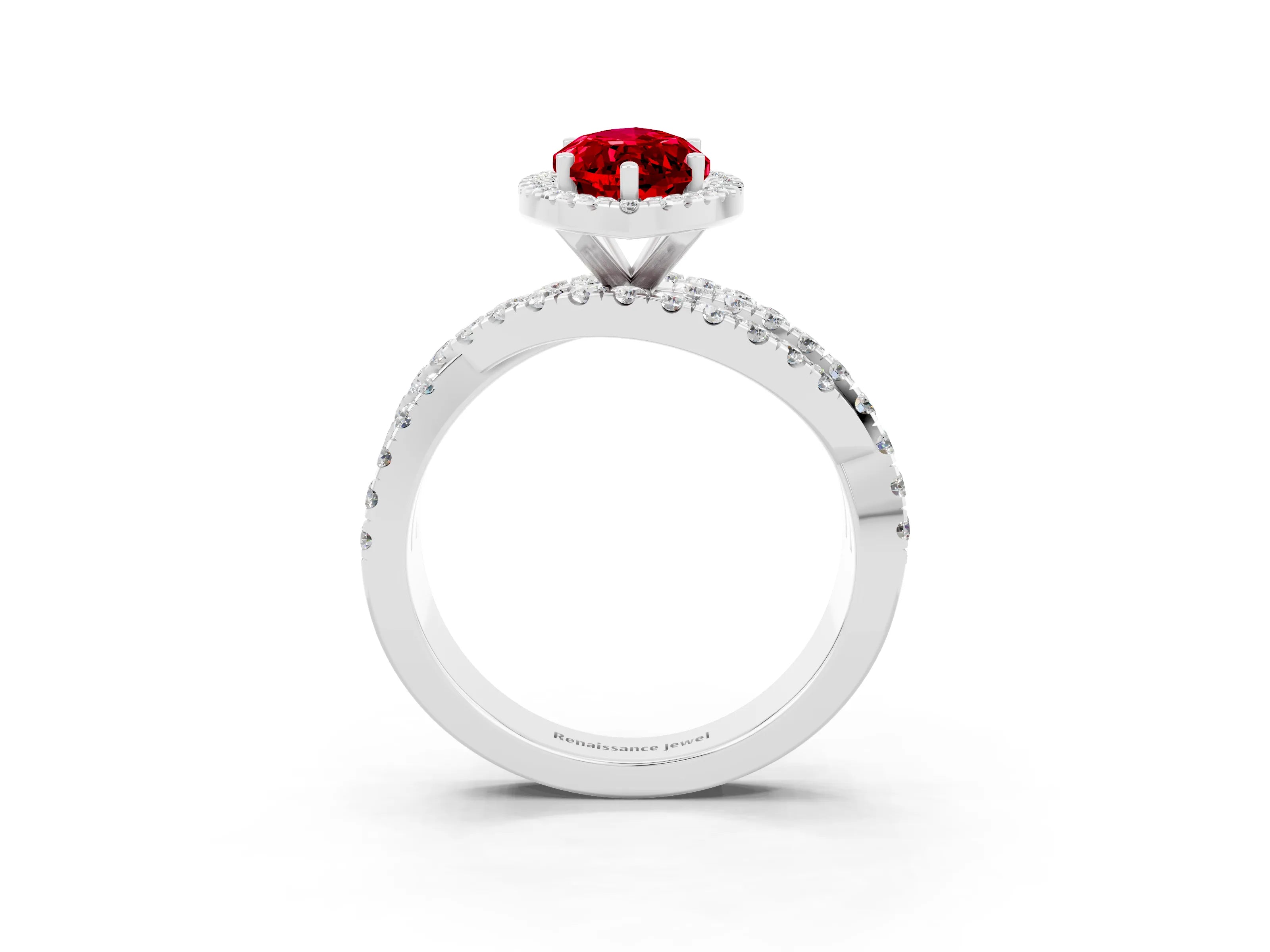 White gold Marquise Cut Cut Halo Split Shank Prong Setting Ring_33