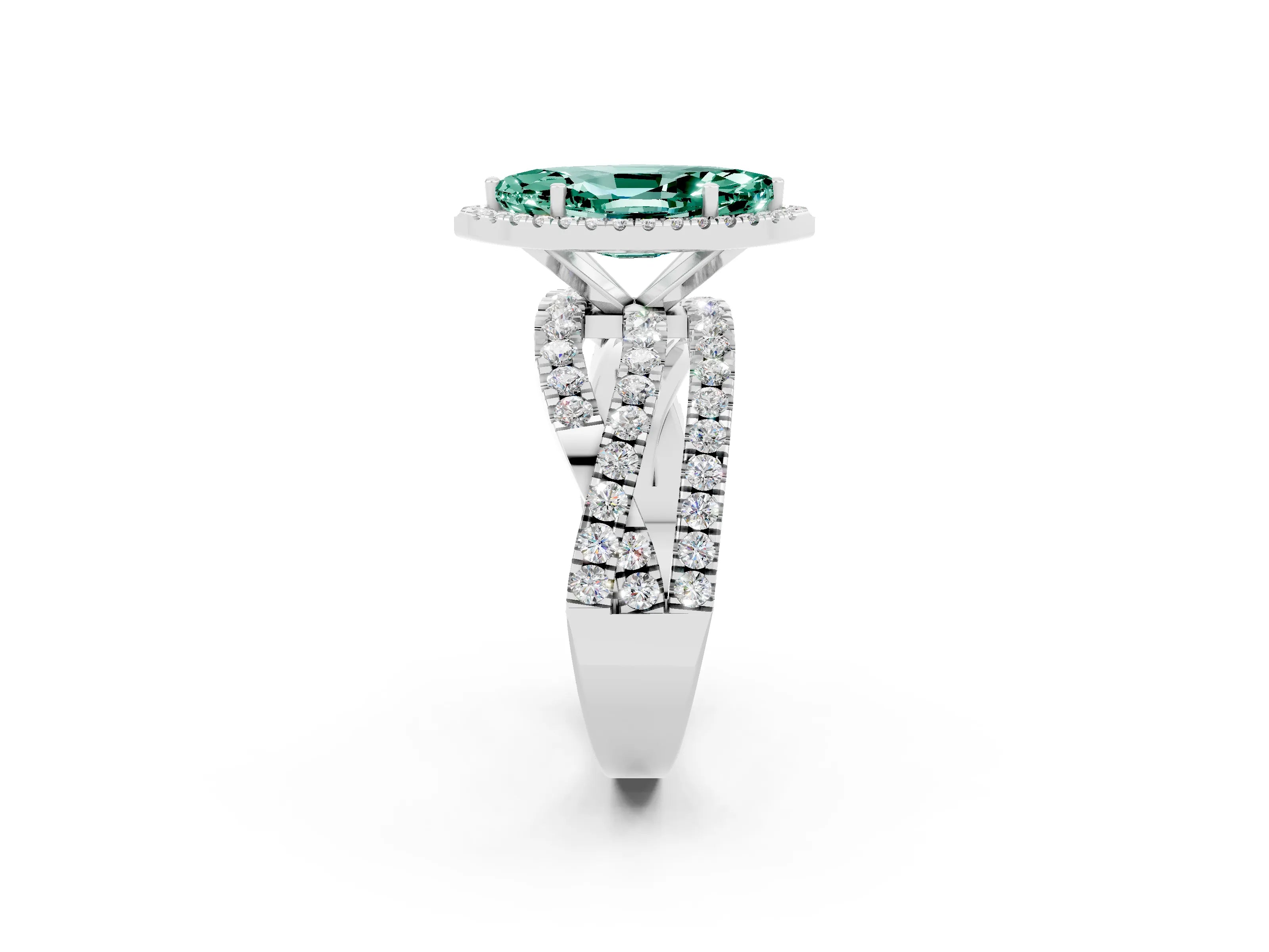 White gold Marquise Cut Cut Halo Split Shank Prong Setting Ring_34