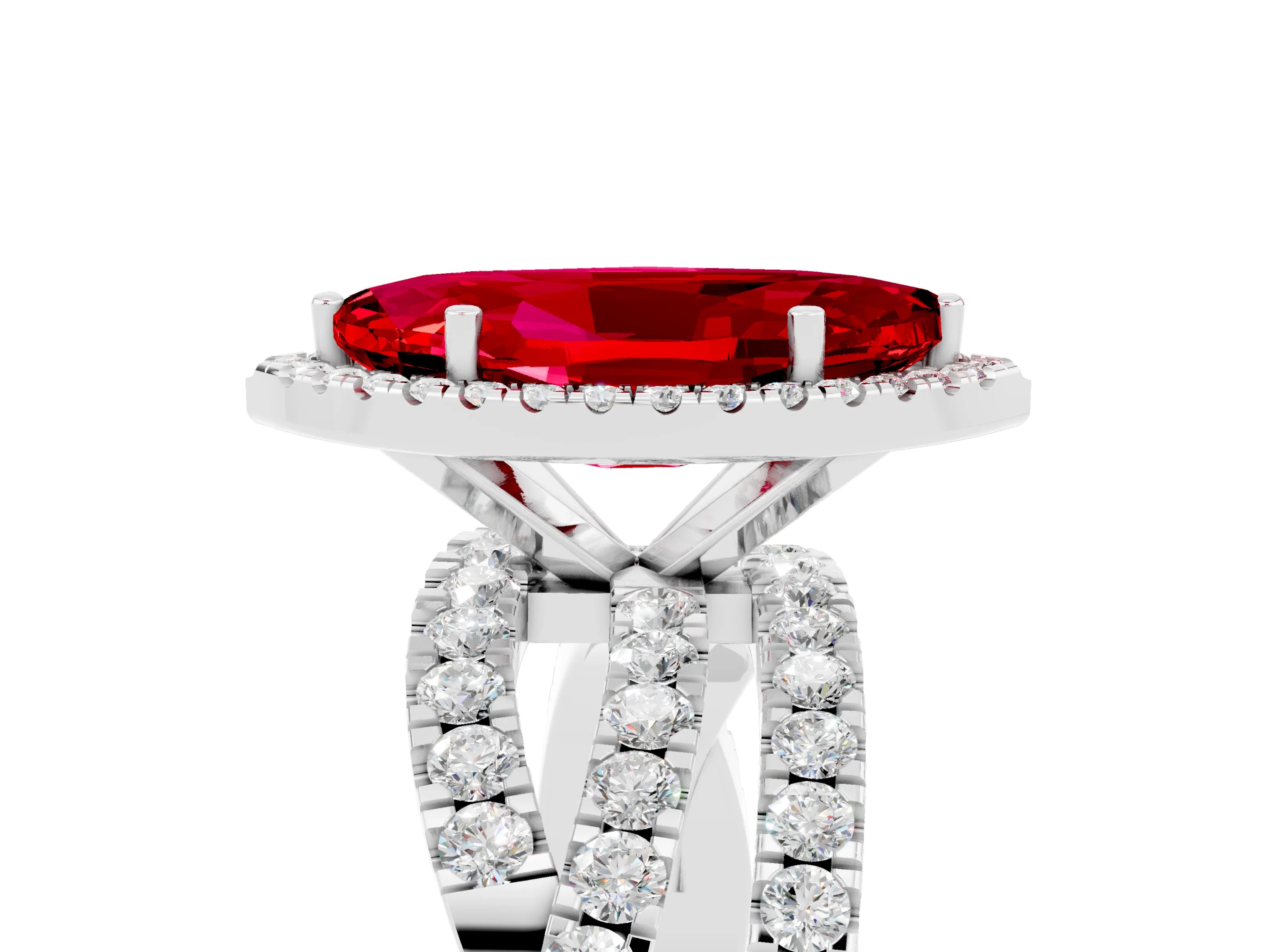White gold Marquise Cut Cut Halo Split Shank Prong Setting Ring_35