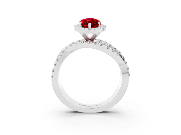 Silver Marquise Cut Cut Halo Split Shank Prong Setting Ring