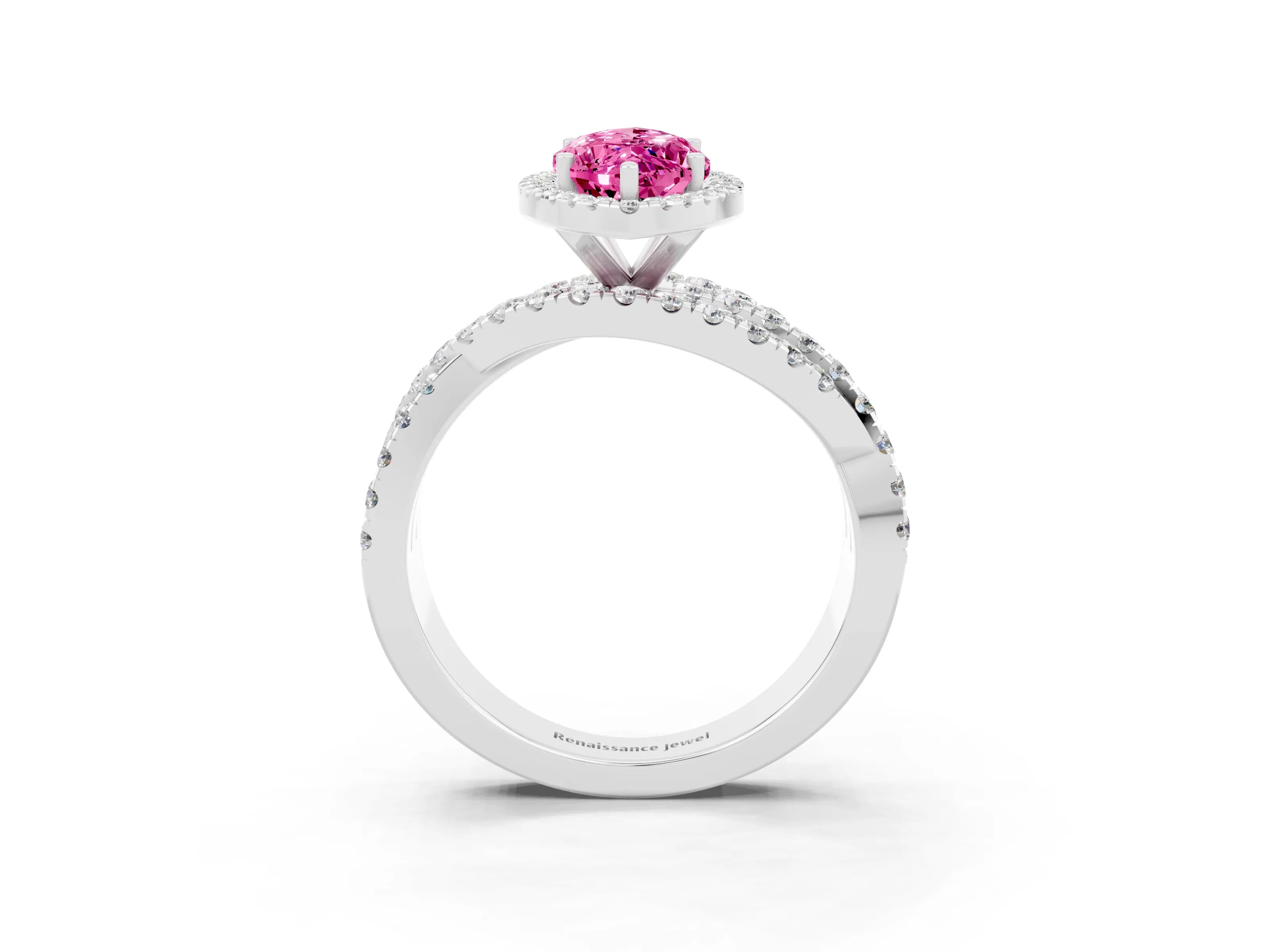 White gold Marquise Cut Cut Halo Split Shank Prong Setting Ring_45