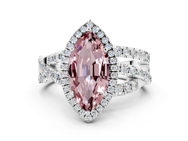White gold Marquise Cut Cut Halo Split Shank Prong Setting Ring