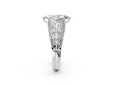 White gold Marquise Cut Cut Milgrain Pave Diamond Engagement Ring with Four-Prong Setting_5