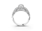 White gold Marquise Cut Cut Milgrain Pave Diamond Engagement Ring with Four-Prong Setting_6