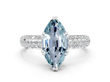 White gold Marquise Cut Cut Pave Diamond Engagement Ring with Channel Set Band and Four-Prong Setting