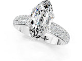 White gold Marquise Cut Cut Pave Diamond Engagement Ring with Channel Set Band and Four-Prong Setting_1