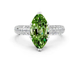 White gold Marquise Cut Cut Pave Diamond Engagement Ring with Channel Set Band and Four-Prong Setting