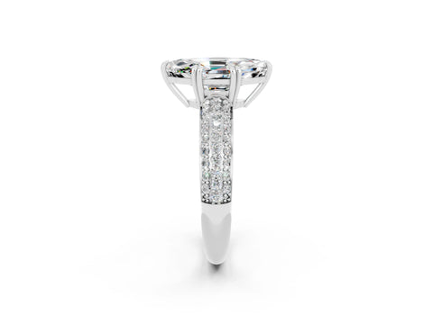 White gold Marquise Cut Cut Pave Diamond Engagement Ring with Channel Set Band and Four-Prong Setting_2