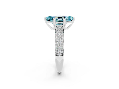 White gold Marquise Cut Cut Pave Diamond Engagement Ring with Channel Set Band and Four-Prong Setting_2