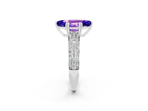 White gold Marquise Cut Cut Pave Diamond Engagement Ring with Channel Set Band and Four-Prong Setting_2