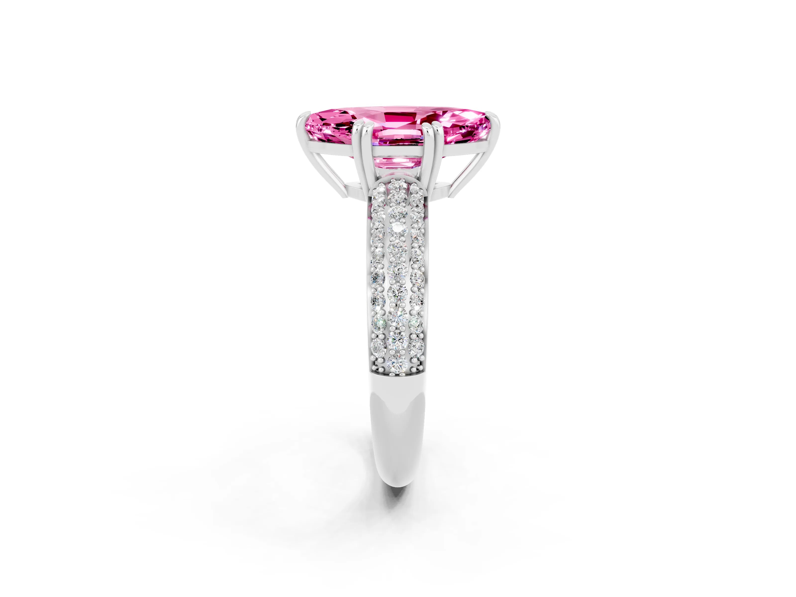 White gold Marquise Cut Cut Pave Diamond Engagement Ring with Channel Set Band and Four-Prong Setting_2
